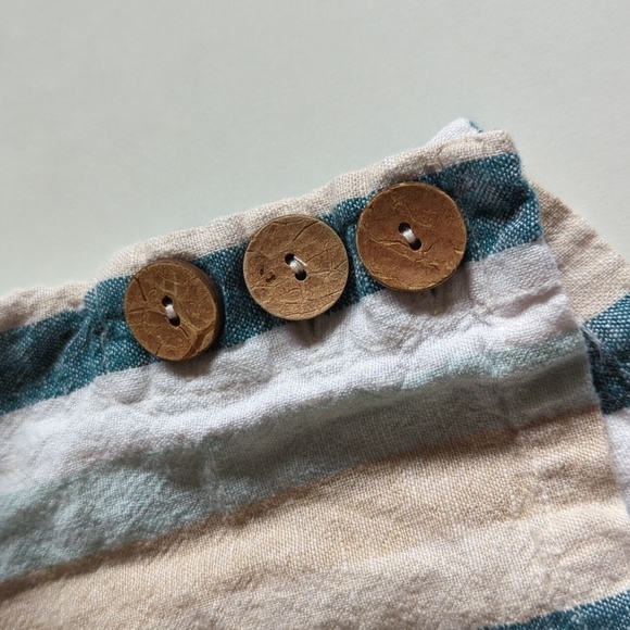 Naturals D&Co Linen Blend Pull on Cropped pants Lagenlook Pockets Button Boho - Picture 2 of 10